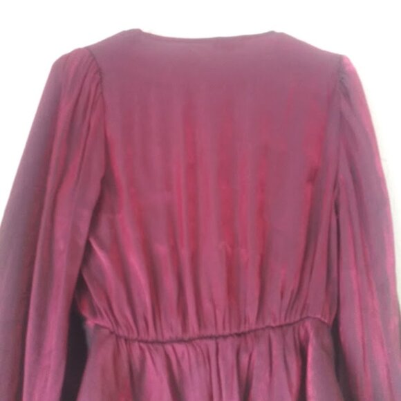 Peach wine metallic long sleeve women's size L blouse - Picture 5 of 13